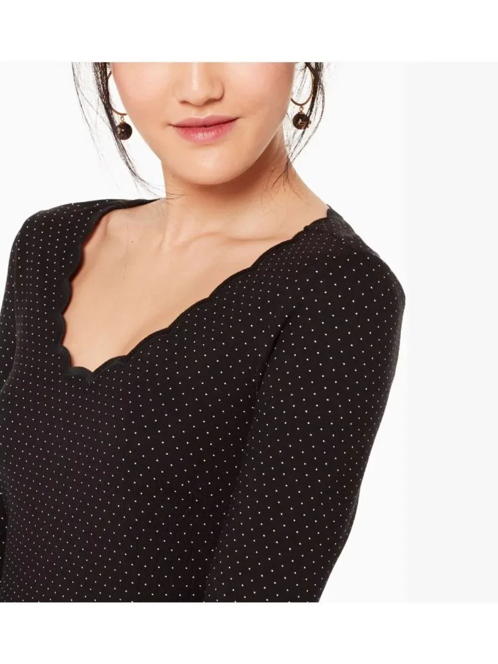 Kate Spade Polka Dot Scallop Trim Fit & Flare Dress Mini Black White 8